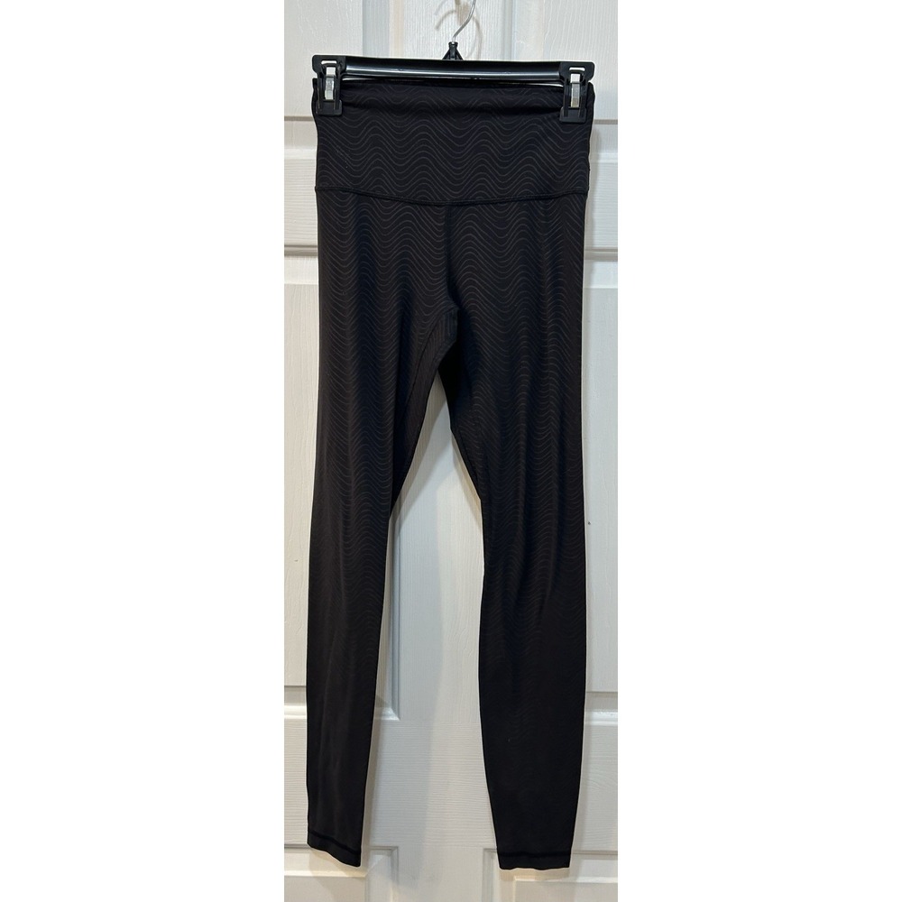 Lululemon Align High-Rise Leggings Pant Sz 4 Aqueous Emboss Black Yoga Stretch